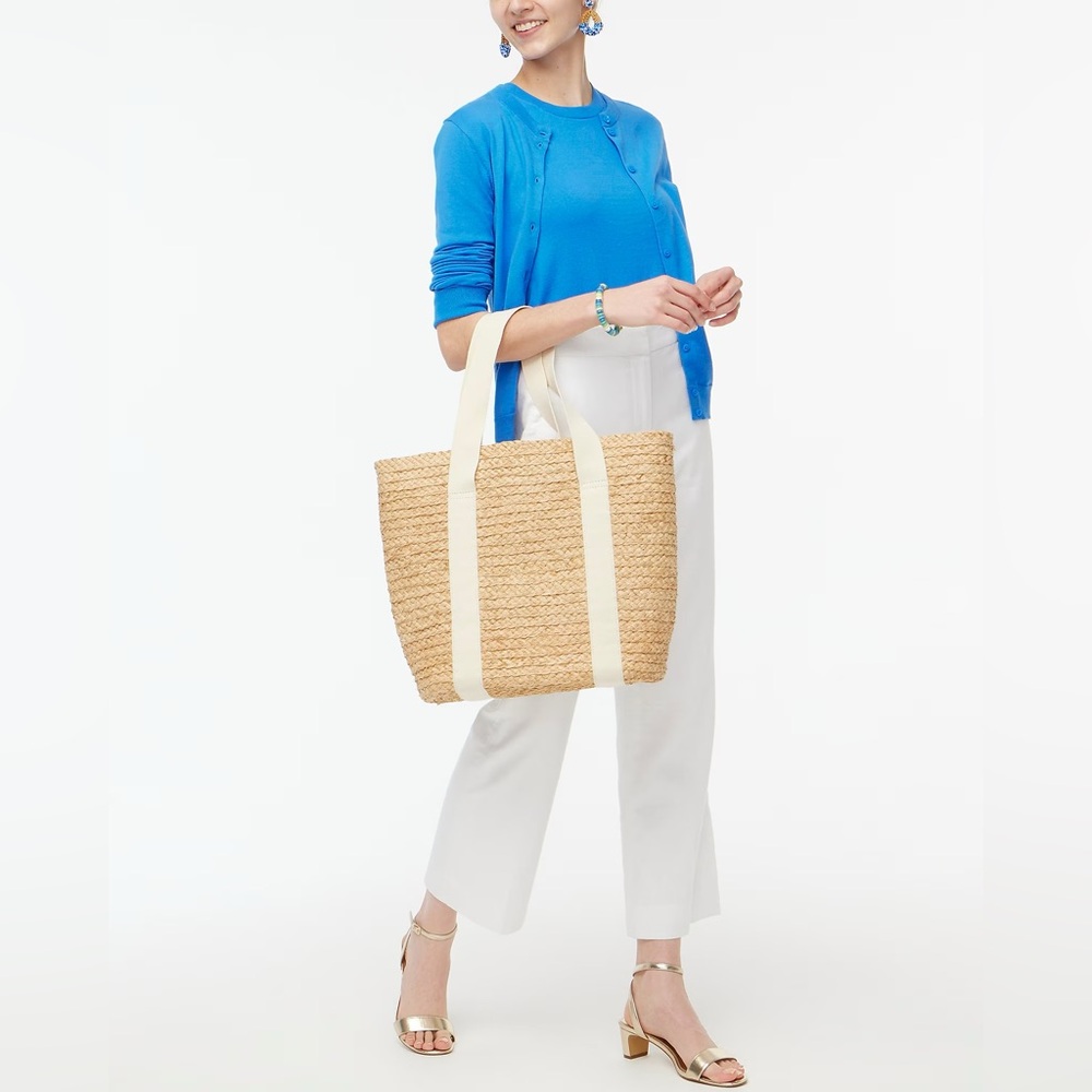 NWT J.Crew Raffia‎ Tote Bag - Picture 5 of 5